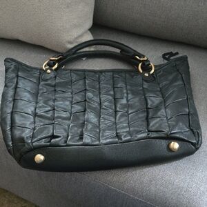 Margot Black Quilted Shoulder Bag with Gold Accents